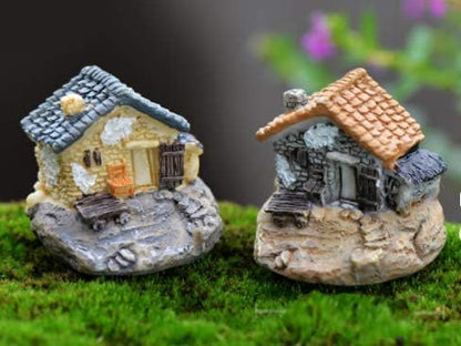 Kbraveo 12pcs Fairy Gardens Stone House and Fairy Gardens Tree, DIY Outdoor Decorations