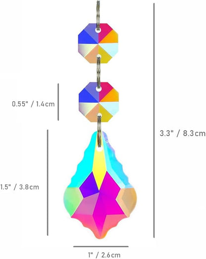 20pcs Chandelier Crystals Maple Leaf Prism Pendant Parts Connected Glass Octagon Beads Chain for Chandelier Decoration 38mm (Clear AB)