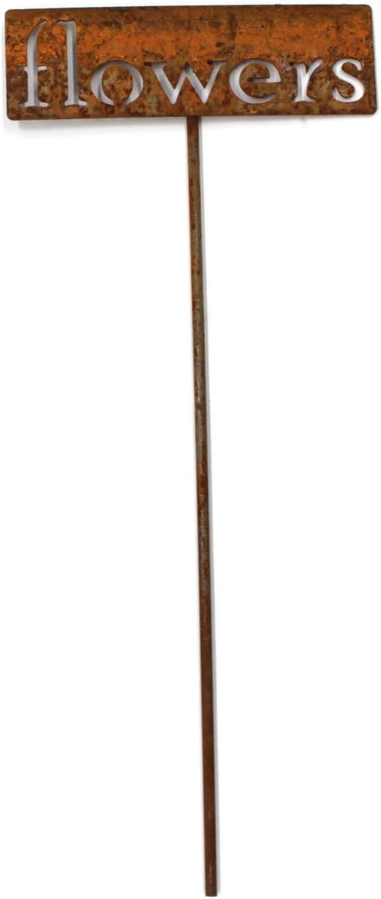 Classic Metal Garden Markers 19 Inches Tall (flowers, Naturally Rusted)