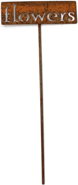 Classic Metal Garden Markers 19 Inches Tall (flowers, Naturally Rusted)
