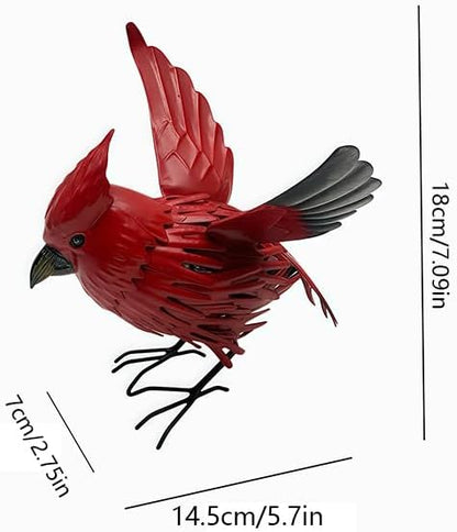 Metal Red Crown Little Red Bird Abstract Art Sculpture Seasonal Sculpture Suitable for Garden, Home, Indoor Furniture, Outdoor Home, Forest Garden, Garden Decoration