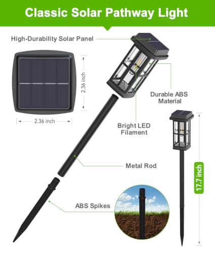 Solar Pathway Lights - 8 Pack Waterproof 15HR