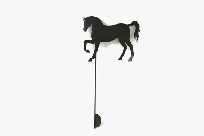 Pets and Farm Animals Metal Garden Landscape Stake (11.5" Wide Horse on Stake, Dark Gray)