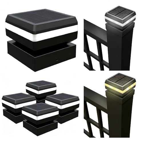 Solar Fence Post Cap Lights - 4-Pack, Dual-Color, 2"x2" & 3"x3"