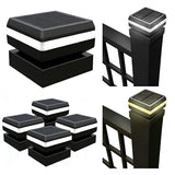 Solar Fence Post Cap Lights - 4-Pack, Dual-Color, 2"x2" & 3"x3"