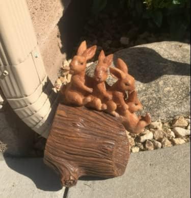 Rain Gutter Downspout Extension, Rabbit Garden Statue Splash Block for 3''x4'' French Drain Pipe, Resin Diverter Extender Guards, Water Catcher Adapter Flexible Drainage, Yard Decoration for Summer.