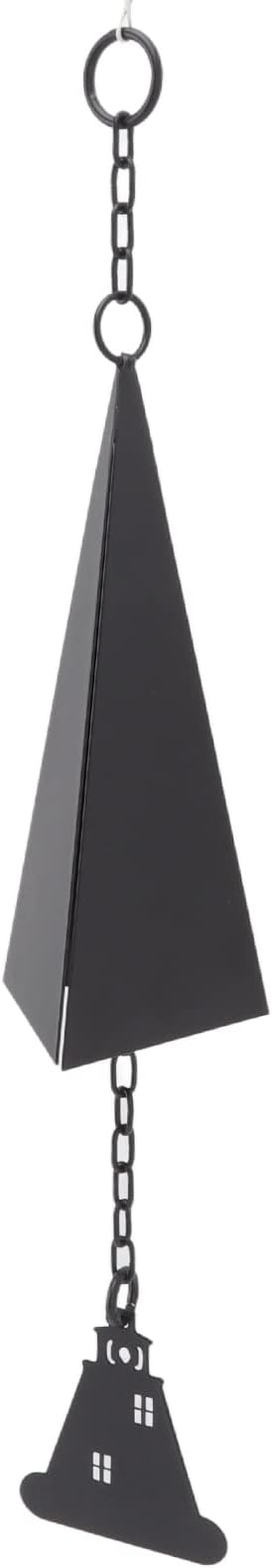 North Country Wind Chimes, Iron Triangle Wind Bell Chimes, Black Painted Wind Chimes with Lighthouse, for Indoor and Outdoor Garden Decorations