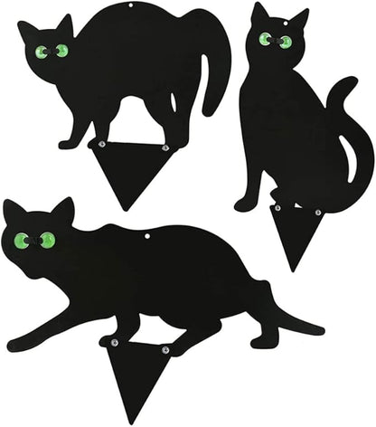 Cat Garden Statue Cat Silhouette Gardening Cat Decor Cat with Marble Eyes Mice Control Harmless Bird Deterrent Decor 3PCS