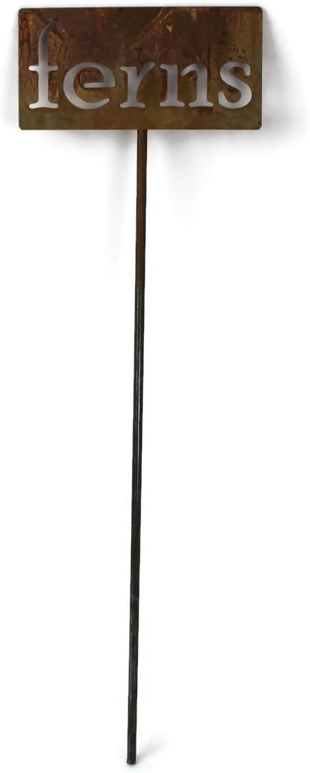 Classic Metal Garden Markers 19 Inches Tall (ferns, Naturally Rusted)