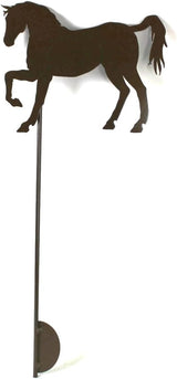 Pets and Farm Animals Metal Garden Landscape Stake (9" Wide Horse on Stake, Gloss Brown)