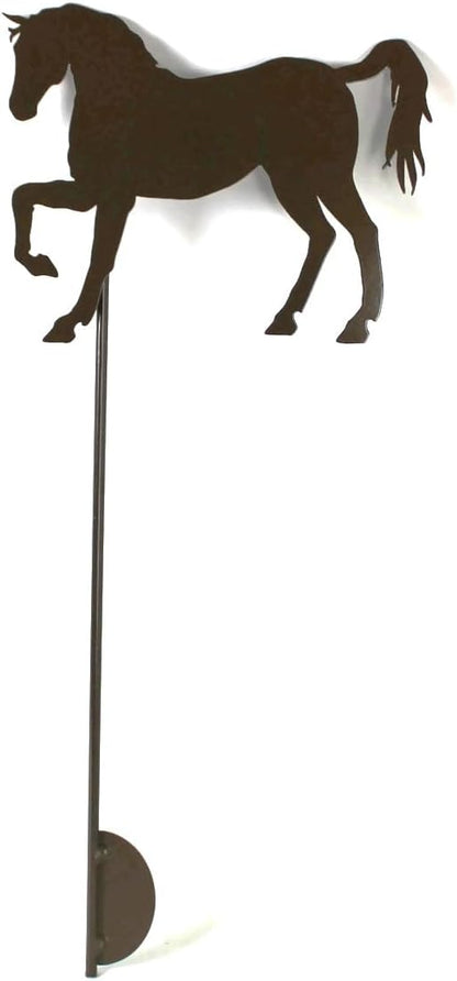 Pets and Farm Animals Metal Garden Landscape Stake (9" Wide Horse on Stake, Gloss Brown)