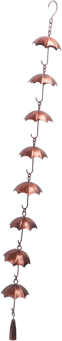 HEEPDD Umbrella Rain Chain, 3.28ft Copper Plated Rain Chain for Gutter Display, Ideal for Garden Decor Umbrella, Iron Material, 8 Cups, Nan Gardening