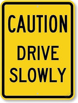 New Warning Plaque Wall Decor Caution - Drive Slowly Metal Sign Courtyard Decoration Office Sign Outdoor & Indoor Safety Sign 8 X 12 Inch
