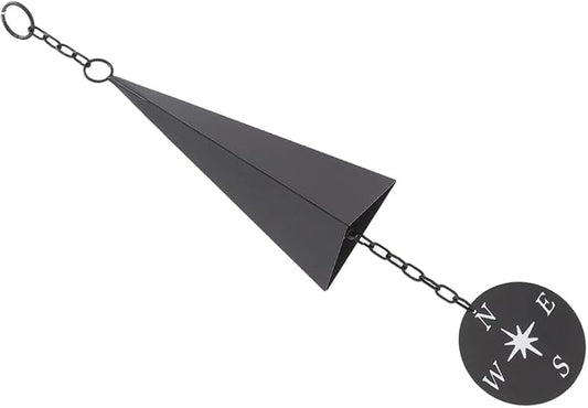 WALFRONT Iron Triangular Wind Chimes Retro with Compass for Patio Backyard Garden Outdoor Decor