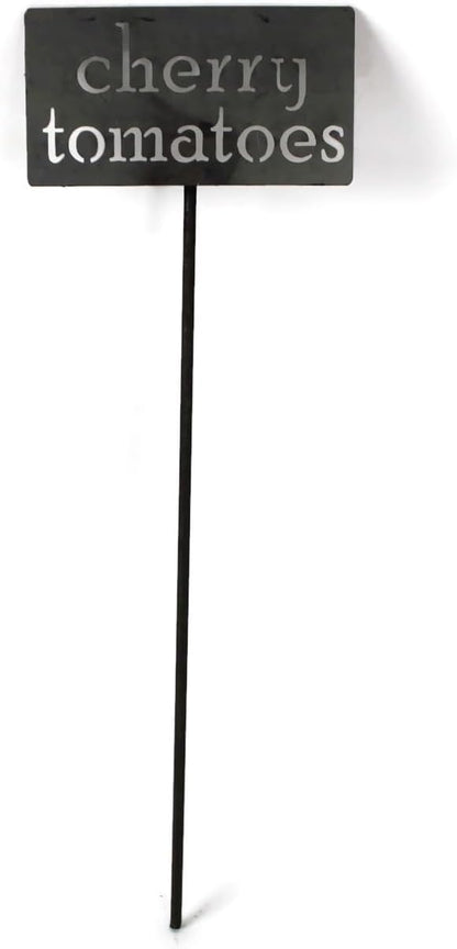 Classic Metal Garden Markers 19 Inches Tall (cherry tomatoes, Raw, Unfinished Steel (will rust with time))