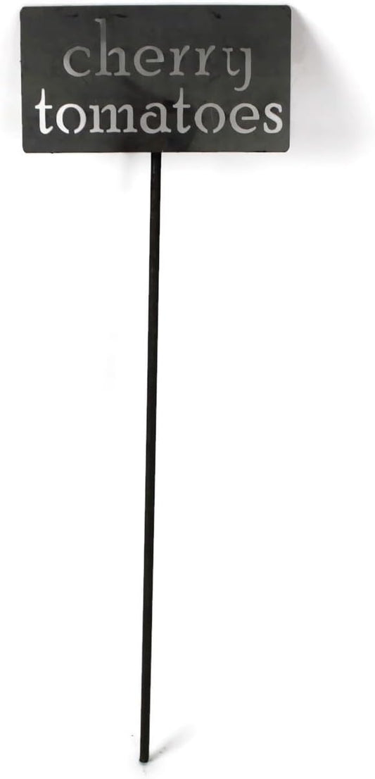 Classic Metal Garden Markers 19 Inches Tall (cherry tomatoes, Raw, Unfinished Steel (will rust with time))