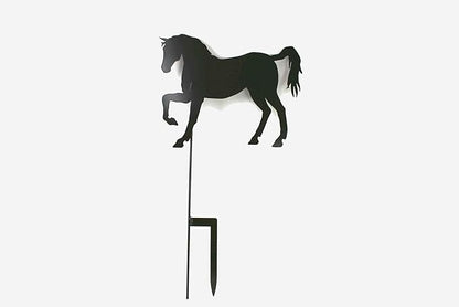 Pets and Farm Animals Metal Garden Landscape Stake (15" Wide Horse on Stake, Bronze Charcoal)