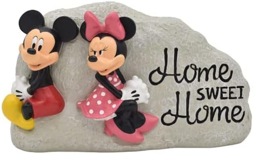 Disney Mickey and Minnie Mouse Home Sweet Home Everyday Outdoor Garden Rock-Gray, 5 inches Tall, Officially Licensed Disney Product