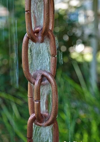 Extra Link Copper Rain Chain with Installation Kit - 8 Foot