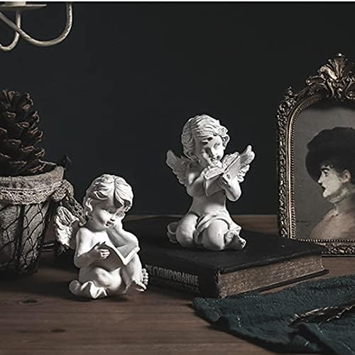 Asng Cherubs Angels Resin Garden Statue Figurine, Adorable Angel Sculpture Memorial Statue, Indoor Outdoor Home Garden Decoration (Reading Cherub)