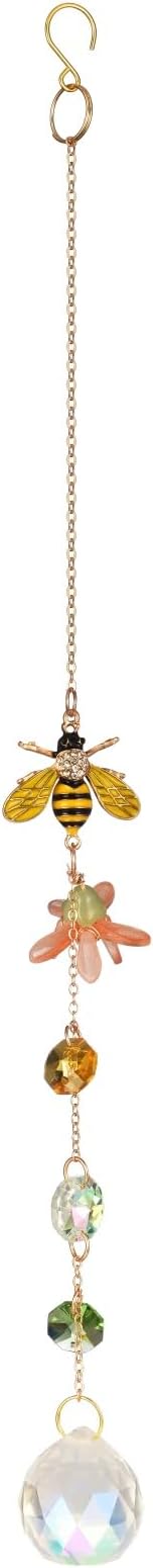Crystal Suncatcher with Bee, Hanging Rainbow Maker with Colorful Prisms, Honeybee Suncatcher Gift, Window Ornament for Home, Garden, Patio Decor