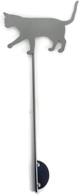 Pets and Farm Animals Metal Garden Landscape Stake (9" Wide Cat on Stake, Metallic Dark Gray)