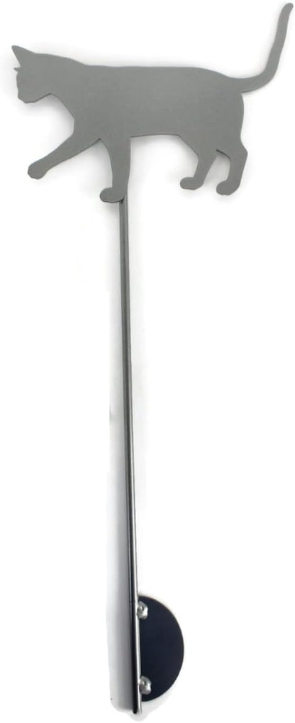 Pets and Farm Animals Metal Garden Landscape Stake (9" Wide Cat on Stake, Metallic Dark Gray)