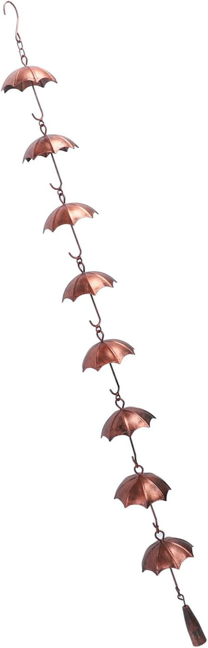 Akozon 39.4in Umbrella Rain Chain - Deco 8 Cups Iron Rain Chain for Patio Outdoor Decor