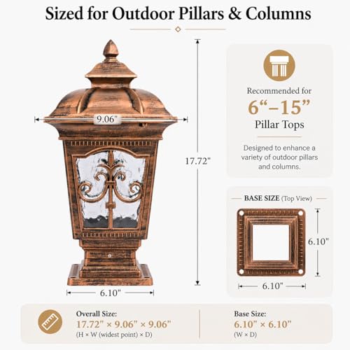 Outdoor Post Light - 17.72" Hardwired E26 Pier Mount