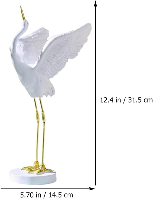 Milisten Living Crane Ornament 11.81In Resin Heron Sculpture Decorative Bird Statue for Outdoor Garden Patio Lawn Home Decor