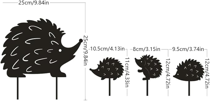 Hedgehog Wrought Iron Garden Stake Standing Metal Backyard Statue Animal Hollow Yard Ornament