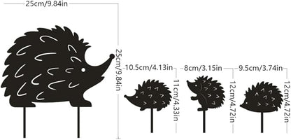 Hedgehog Wrought Iron Garden Stake Standing Metal Backyard Statue Animal Hollow Yard Ornament