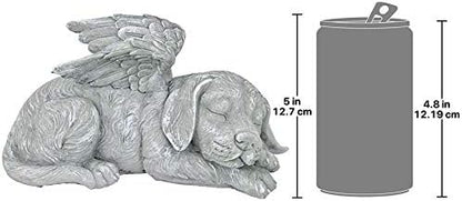Design Toscano QL6079 Dog Angel Pet Memorial Grave Marker Tribute Statue, 10 Inches Wide, 5 Inches Deep, 5 Inches High, Handcast Polyresin, Antique Stone Finish