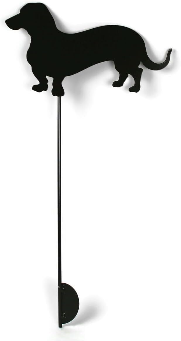 Pets and Farm Animals Metal Garden Landscape Stake (11.5" Wide Wiener Dog on Stake, Bronze Charcoal)
