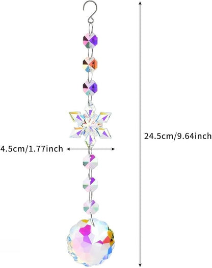 Christmas Tree Decoration Snowflake Crystal Ornaments Suncatcher Hanging Sun Catcher with Chain Pendant Ornament for Window Home Garden Christmas Party Wedding Decoration (Snowflake-A)