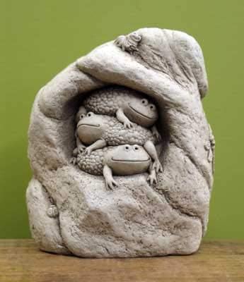 Carruth Studio, Toad Hollow Garden Statue Figurine, Original Sculpture Handcrafted in Stone, Artisan Made