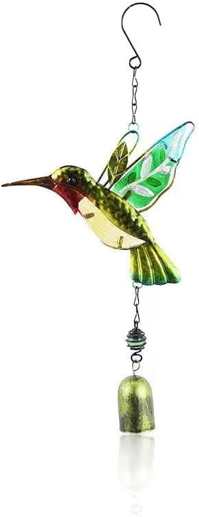 Hummingbird Decor with Bell, Hummingbird Wind Chimes, Hanging Bell Decorations for Yard, Garden, Home and Outdoor, Gift for Mom (Green)