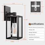 Modern Black Wall Sconce - Waterproof Outdoor Light E26 Socket (2 Pack)