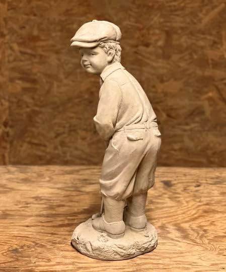 Male Golfer Concrete Statue Boy Playing Golf Figurine Outdoor Solid Rock Figure