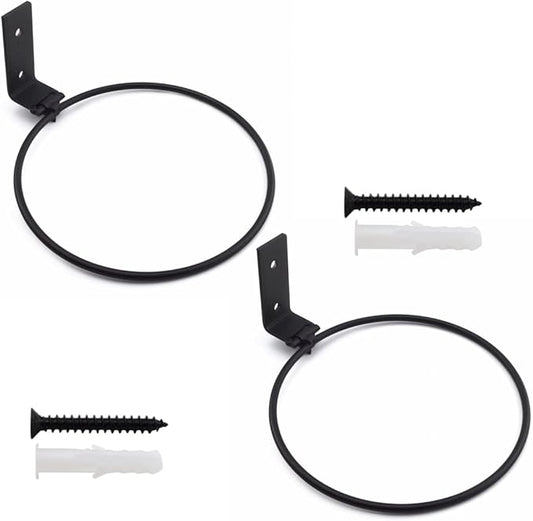 Aifeier ET Wall Mounted Metal Plant Holder Foldable Hanging Bracket Ring Flower Pot Bracket Plant Hanger, 11CM/ 4.33 Inch, Black, 2 Pack