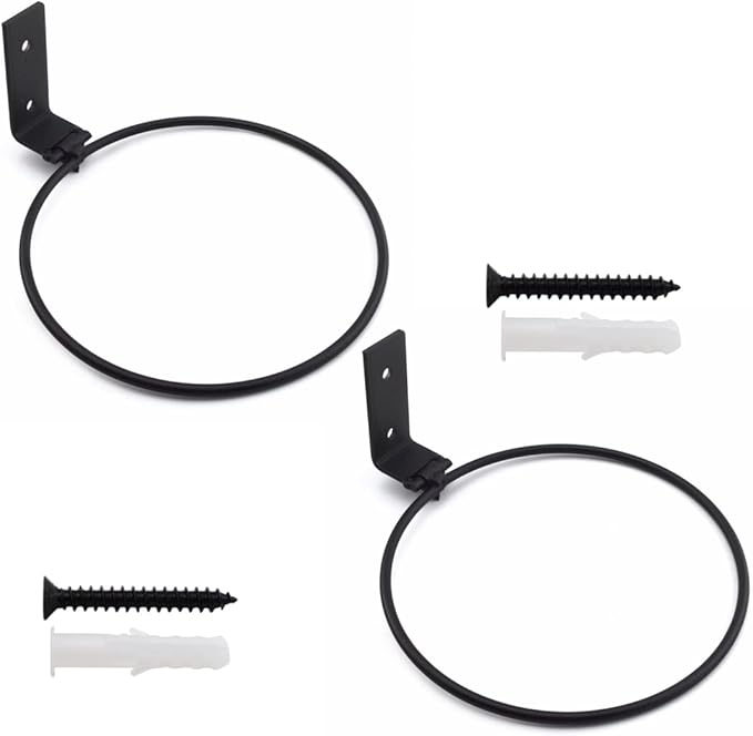 Aifeier ET Wall Mounted Metal Plant Holder Foldable Hanging Bracket Ring Flower Pot Bracket Plant Hanger, 15 CM/ 6 Inch, Black, 2 Pack