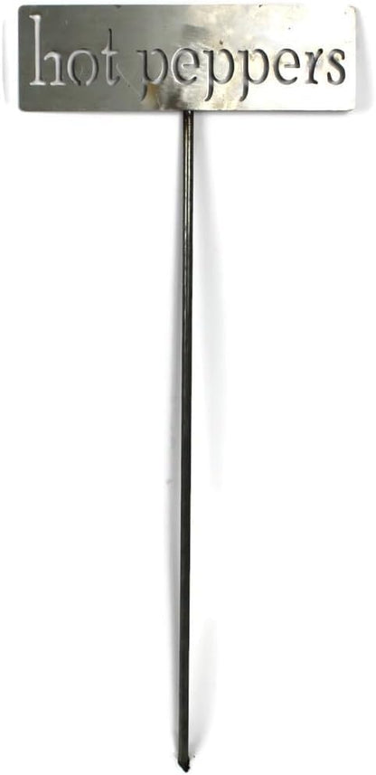 Classic Metal Garden Markers 19 Inches Tall (hot peppers, Raw, Unfinished Steel (will rust with time))