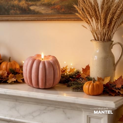 Flameless Pumpkin Candle - Terracotta Fall Decor
