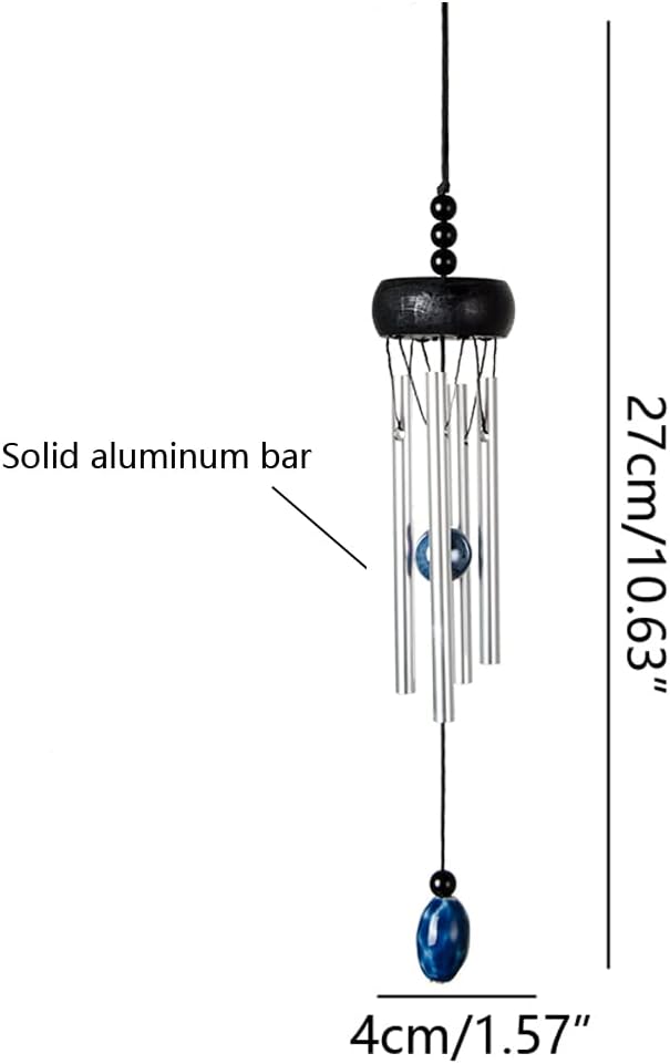 2 Pack Small Silver Wind Chime with Ceramic Blank Drops, Metal Garden Wind Chimes with Different Len Bell Tubes, Soothing Harmony Sound Mini Outdoor Windcatcher Porches Décor, i-lan