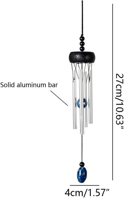 2 Pack Small Silver Wind Chime with Ceramic Blank Drops, Metal Garden Wind Chimes with Different Len Bell Tubes, Soothing Harmony Sound Mini Outdoor Windcatcher Porches Décor, i-lan