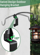 Plant Hooks for Wall,Outdoor Plant Hanging Bracket, Wall Mount Plant Hooks Decorative Wall Hanging Hooks with Ajustable Angles for Bird Feeder, Wind Chimes Metal Black 12.2 Inches