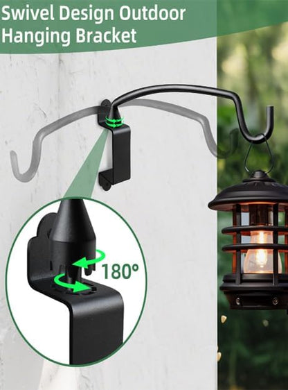 Plant Hooks for Wall,Outdoor Plant Hanging Bracket, Wall Mount Plant Hooks Decorative Wall Hanging Hooks with Ajustable Angles for Bird Feeder, Wind Chimes Metal Black 12.2 Inches