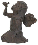 Upper Deck Cast Iron Fairy Holding Bird Statue