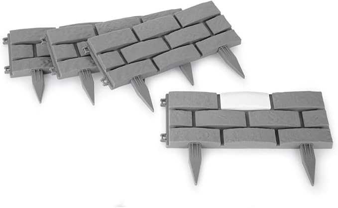 Collections Etc Solar Garden Stone Look Border Stakes - Set of 4