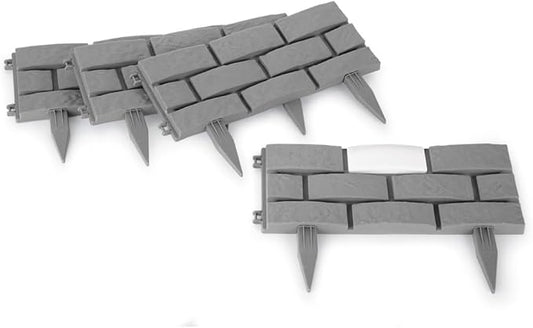 Collections Etc Solar Garden Stone Look Border Stakes - Set of 4